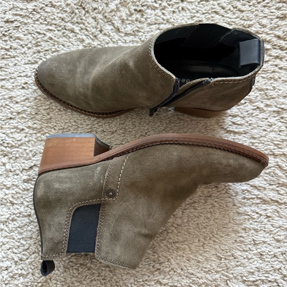 Olive Suede Ankle Boots Women - Picture 7 of 16